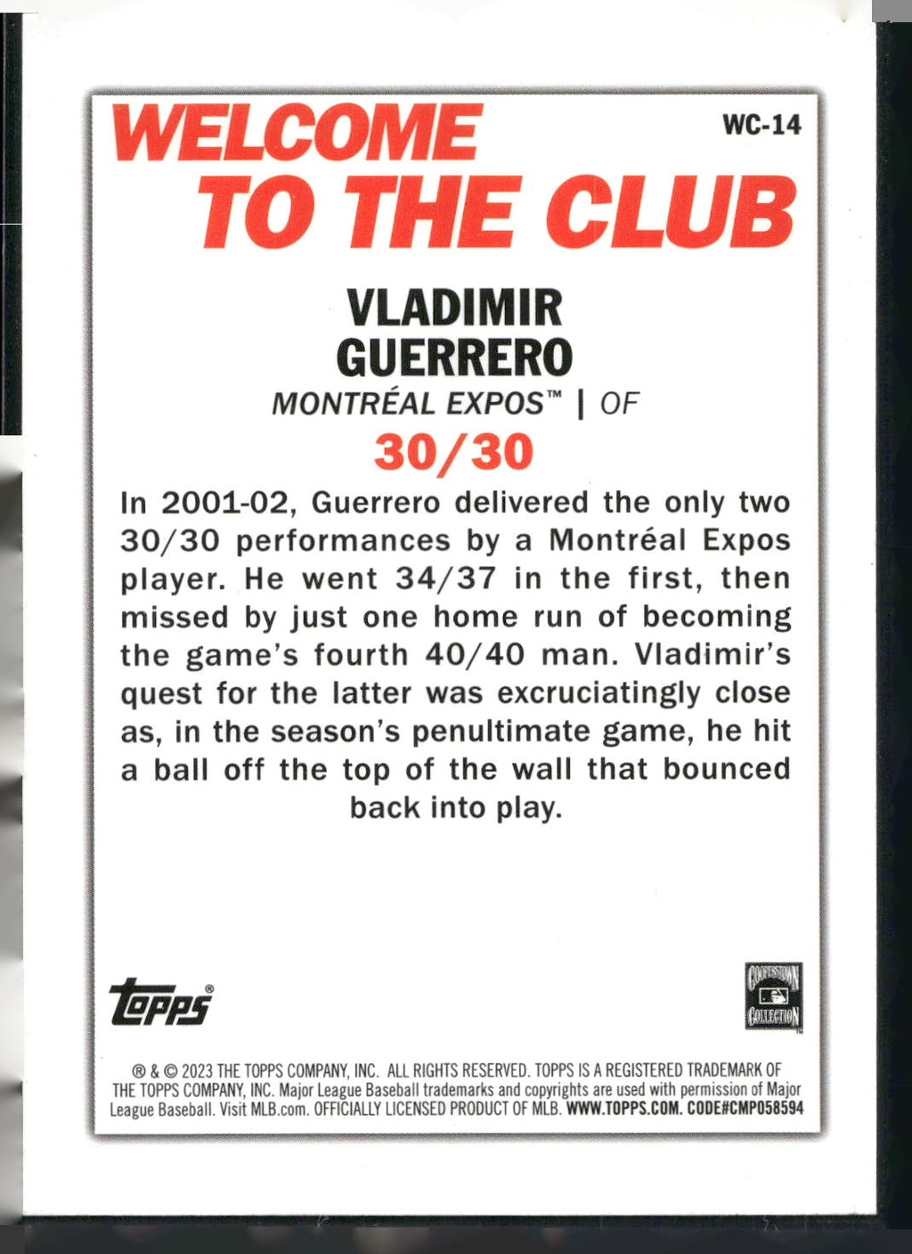 2023 Topps #WC-14 Vladimir Guerrero Welcome to the Club