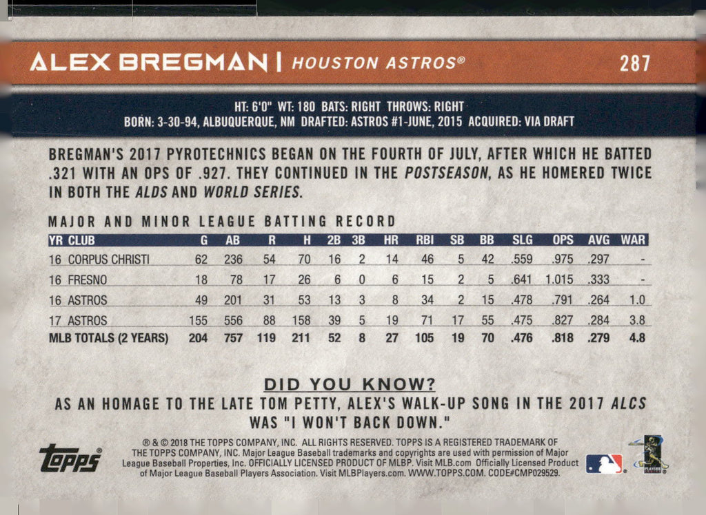 2018 Topps Big League #287b Alex Bregman