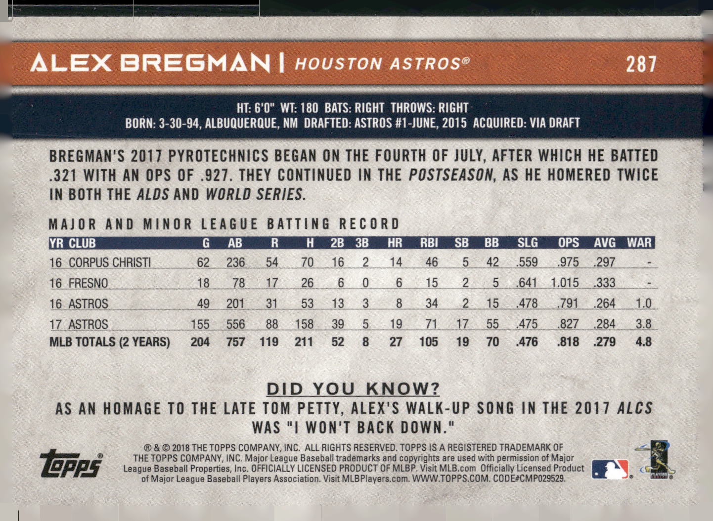 2018 Topps Big League #287b Alex Bregman