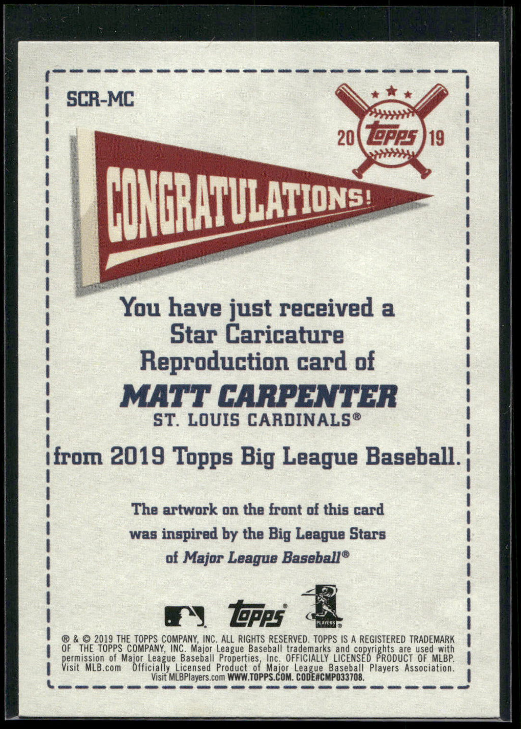 2019 Topps Big League #SCR-MC Matt Carpenter Star Caricature Reproductions