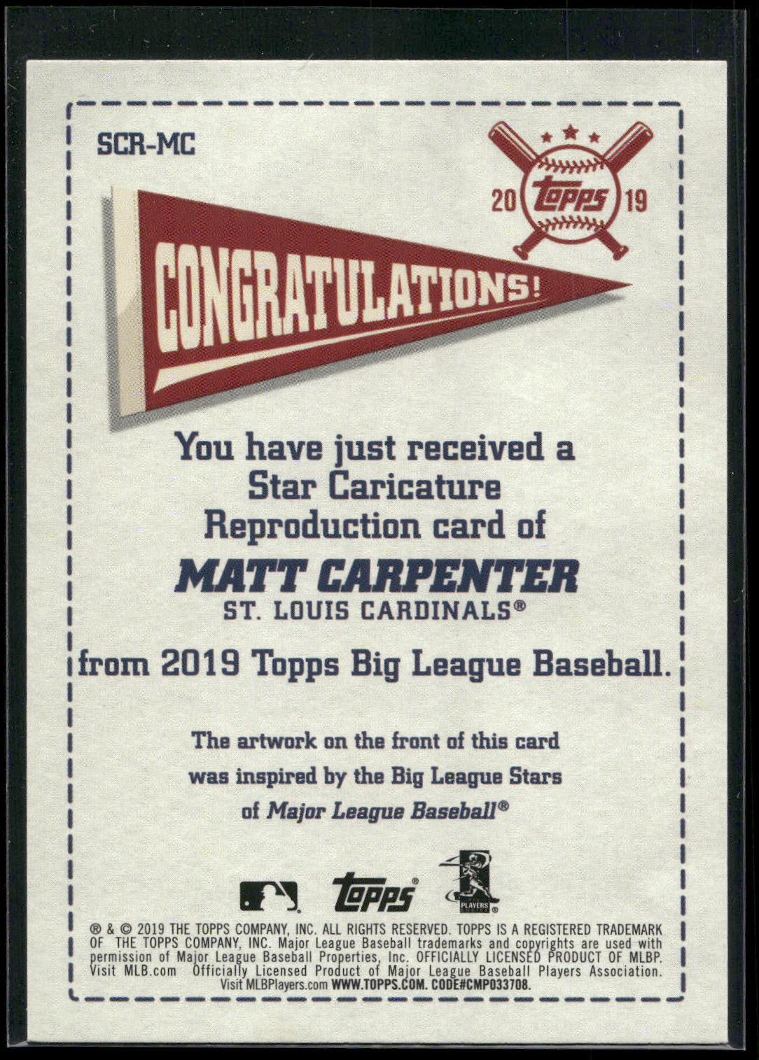 2019 Topps Big League #SCR-MC Matt Carpenter Star Caricature Reproductions
