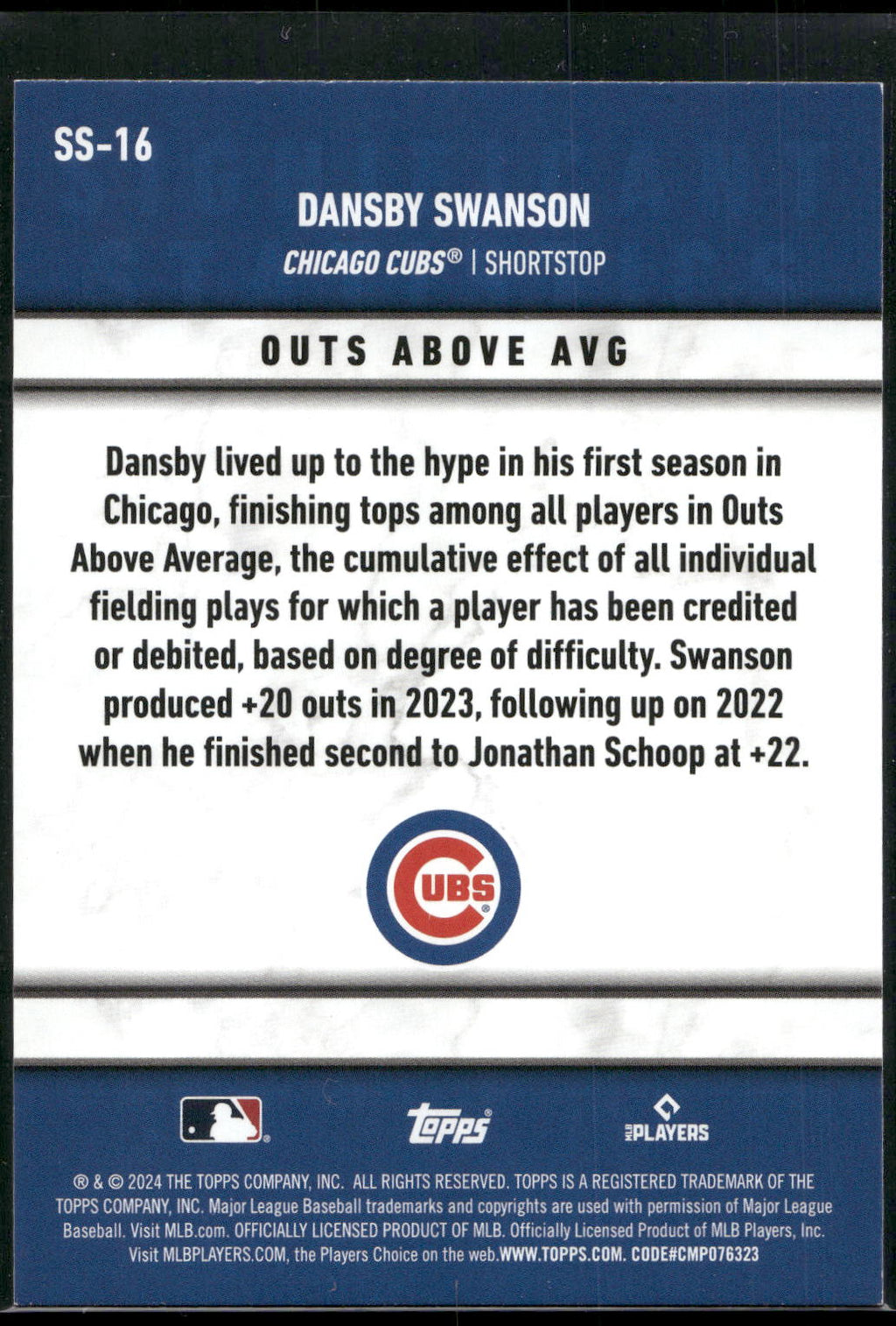 2024 Topps #SS-16 Dansby Swanson Significant Statistics