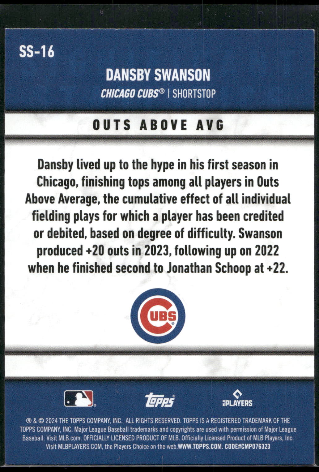 2024 Topps #SS-16 Dansby Swanson Significant Statistics