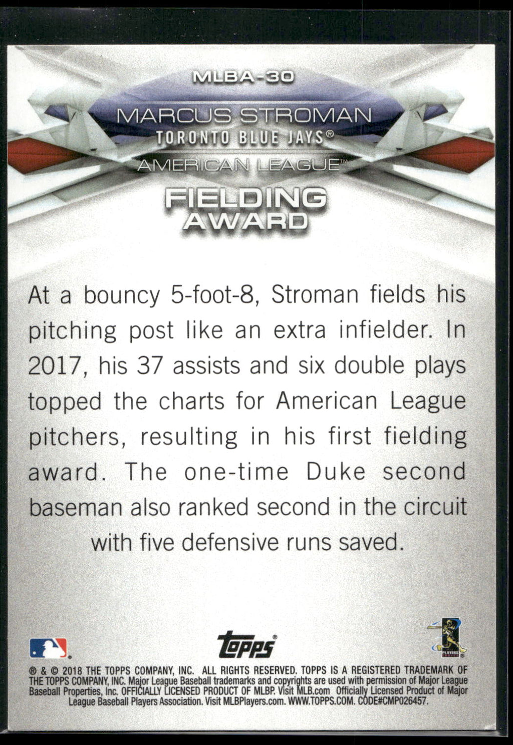 2018 Topps #MLBA-30 Marcus Stroman MLB Awards