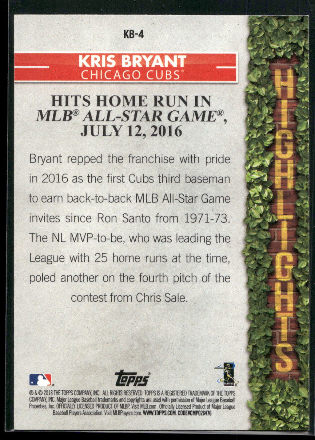 2018 Topps #KB-4 Kris Bryant Kris Bryant Highlights