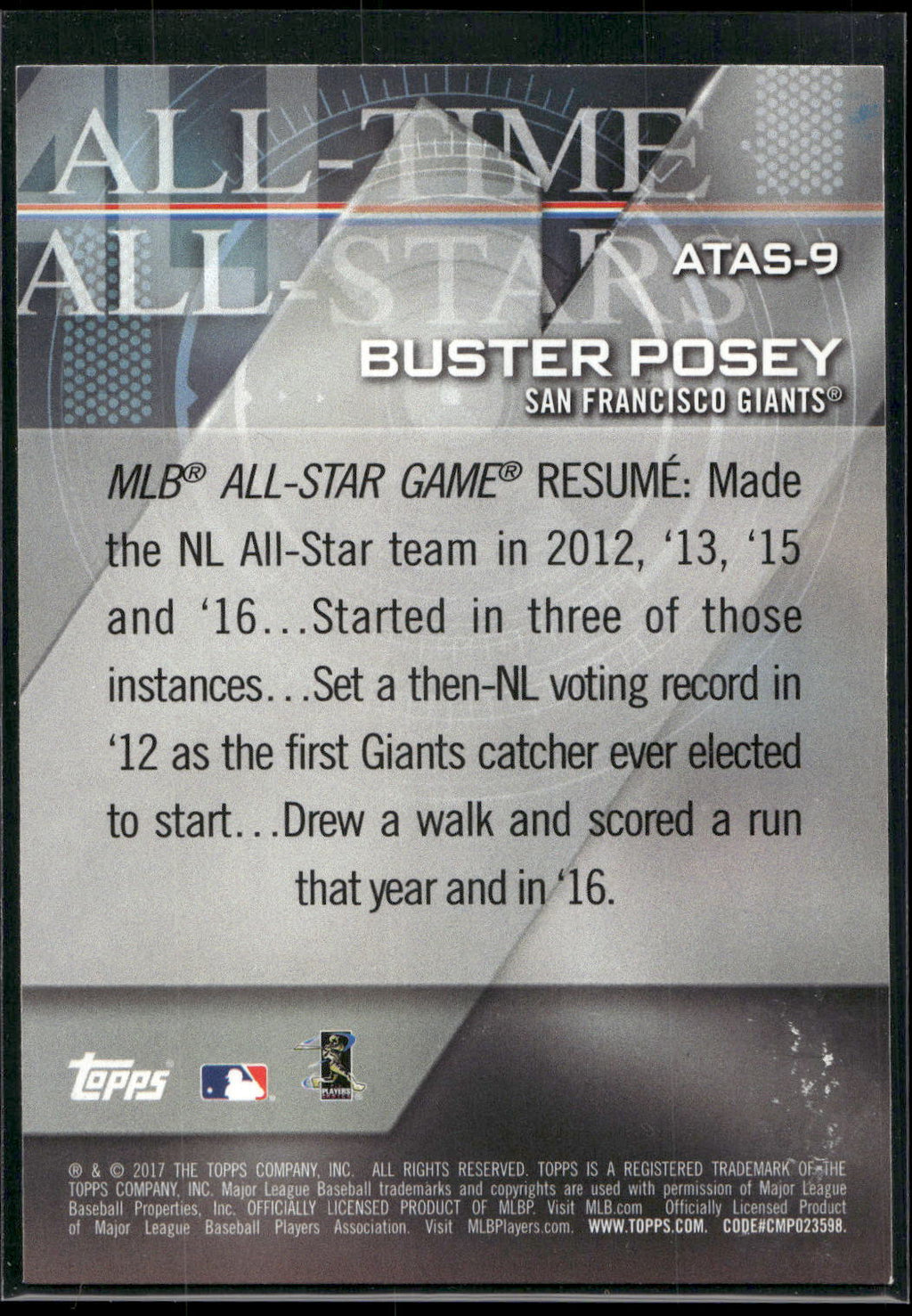 2017 Topps #ATAS-9 Buster Posey All-Time All-Stars