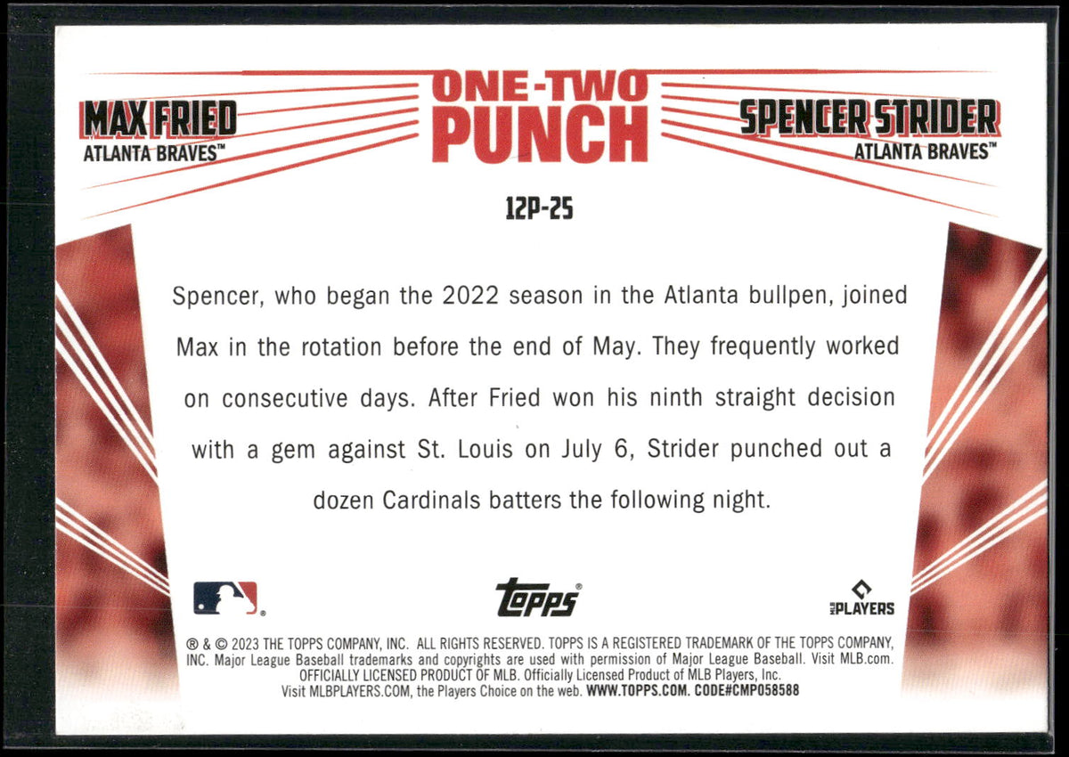 2023 Topps #12P-25 Max Fried / Spencer Strider One-Two Punch