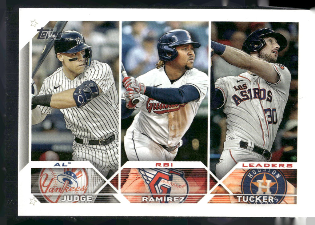 2023 Topps #241 AL RBI Leaders (Aaron Judge / José Ramírez / Kyle Tucker