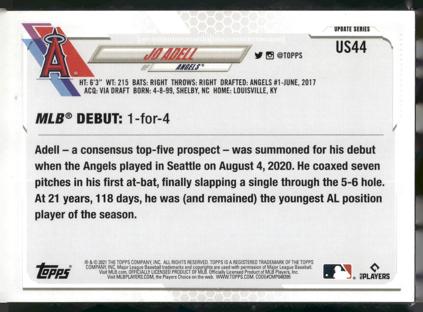 2021 Topps Update #US44 Jo Adell