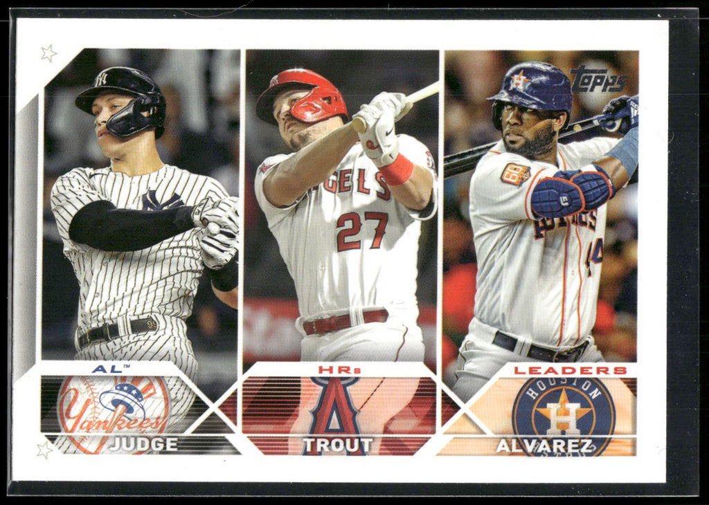 2023 Topps #246 AL HRs Leaders (Aaron Judge / Mike Trout / Yordan Alvarez)