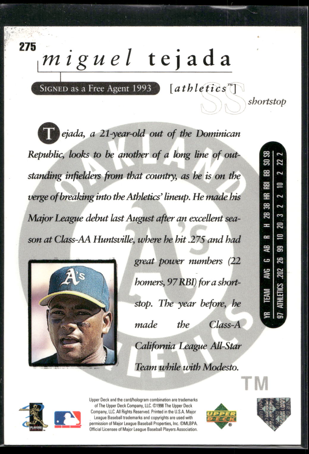 1998 Upper Deck #275 Miguel Tejada