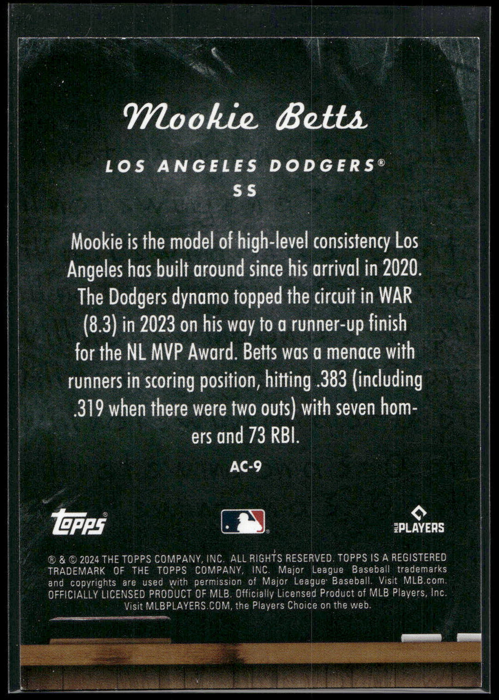 2024 Topps Update #AC-9 Mookie Betts All Class