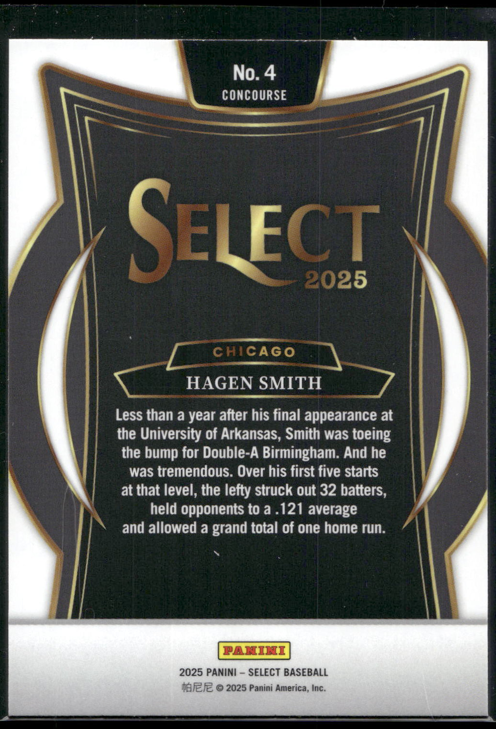 2025 Panini Select #4 Hagen Smith