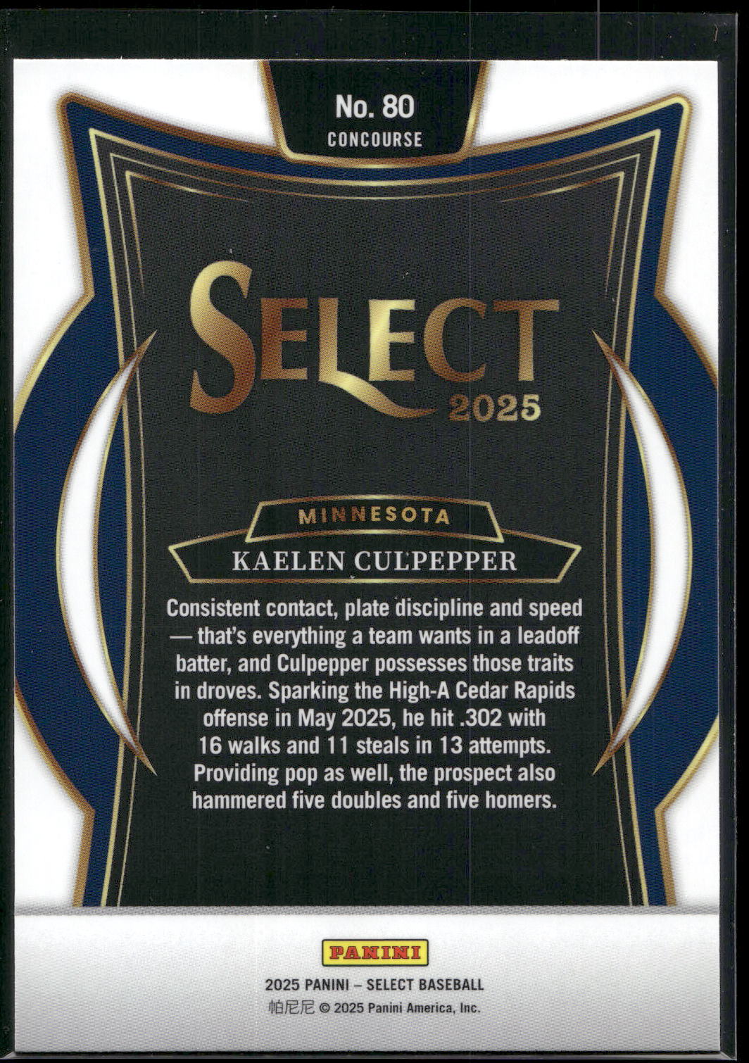 2025 Panini Select #80 Kaelen Culpepper