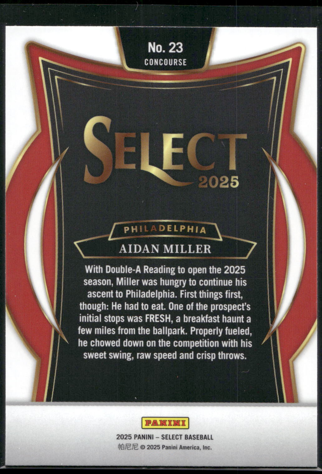 2025 Panini Select #23 Aidan Miller