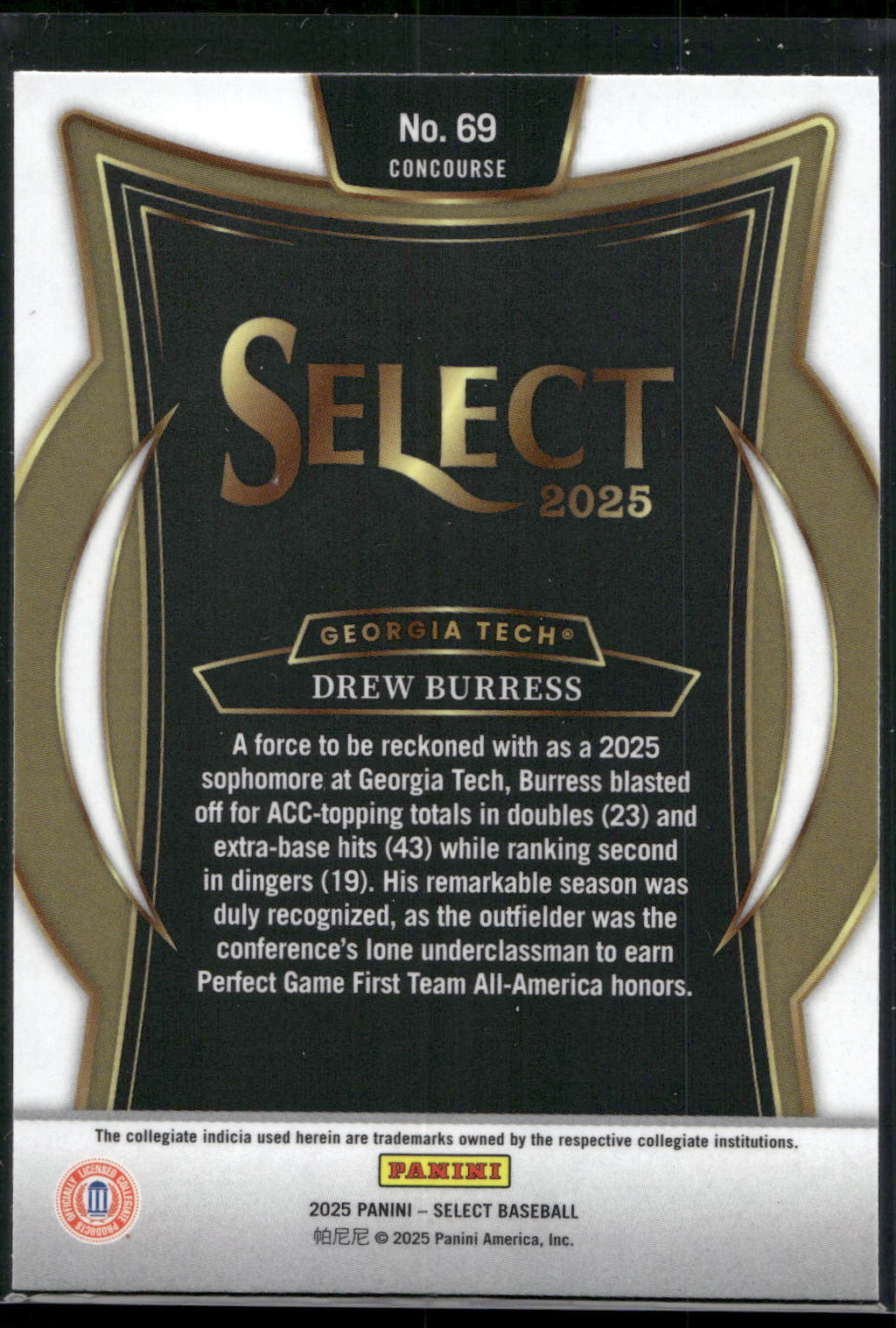 2025 Panini Select #69 Drew Burress