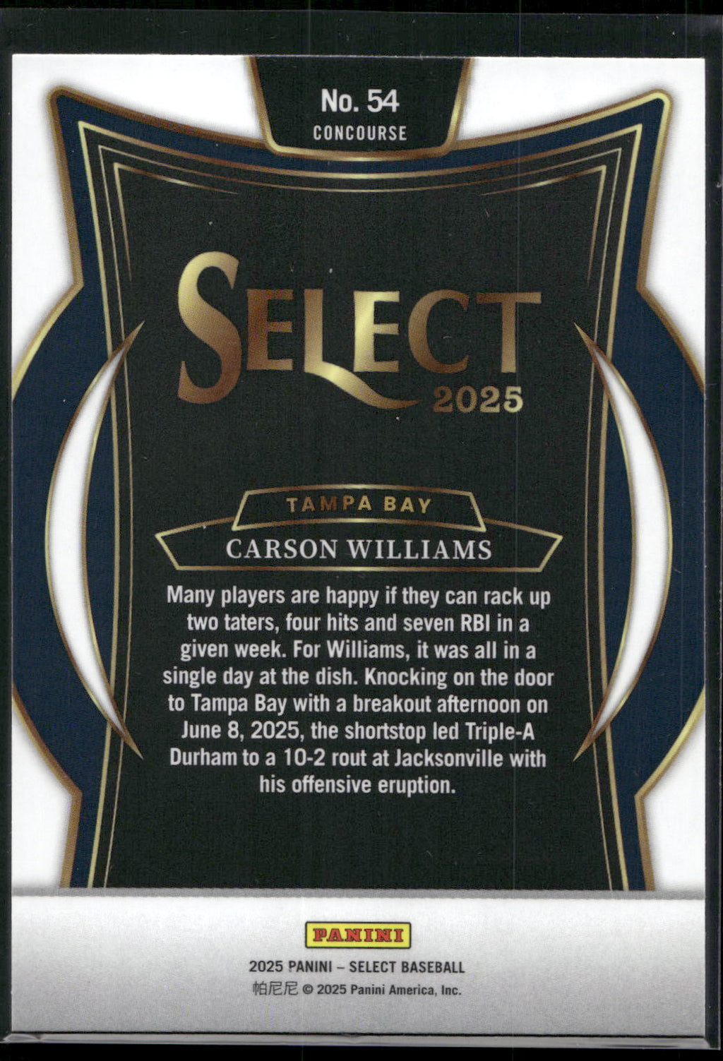 2025 Panini Select #54 Carson Williams