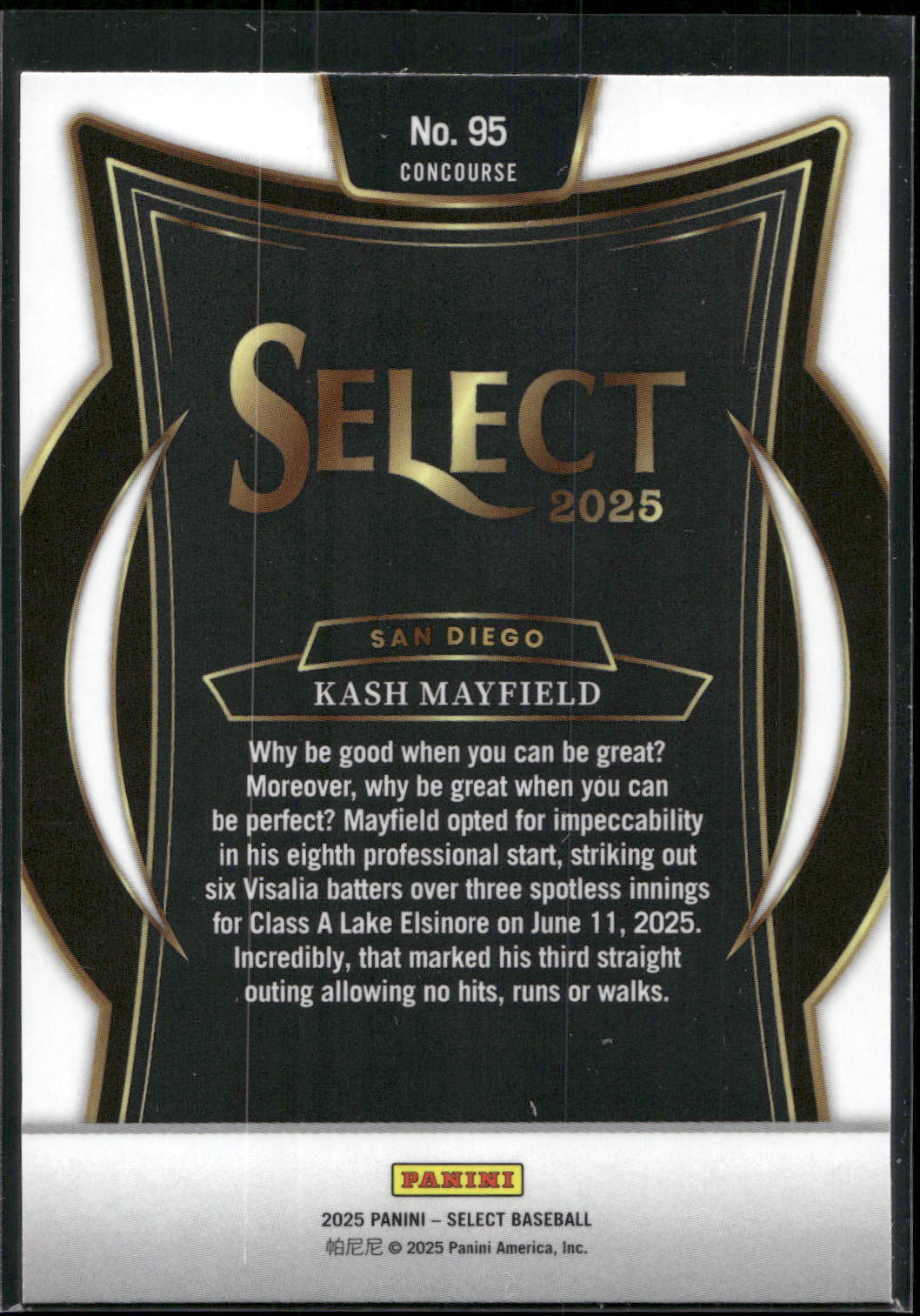 2025 Panini Select #95 Kash Mayfield