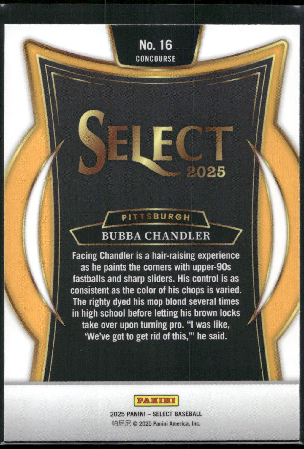 2025 Panini Select #16 Bubba Chandler
