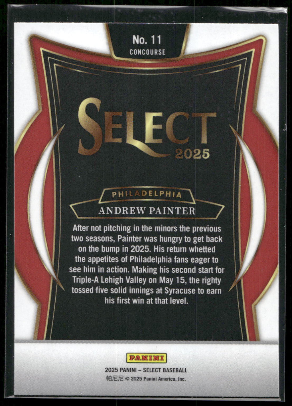 2025 Panini Select #11 Andrew Painter