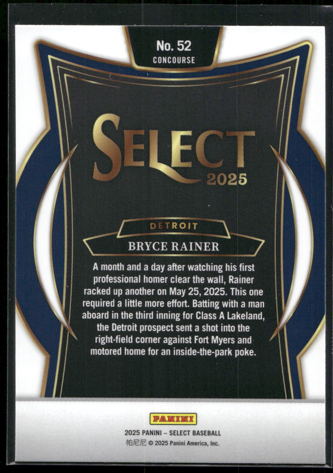 2025 Panini Select #52 Bryce Rainer