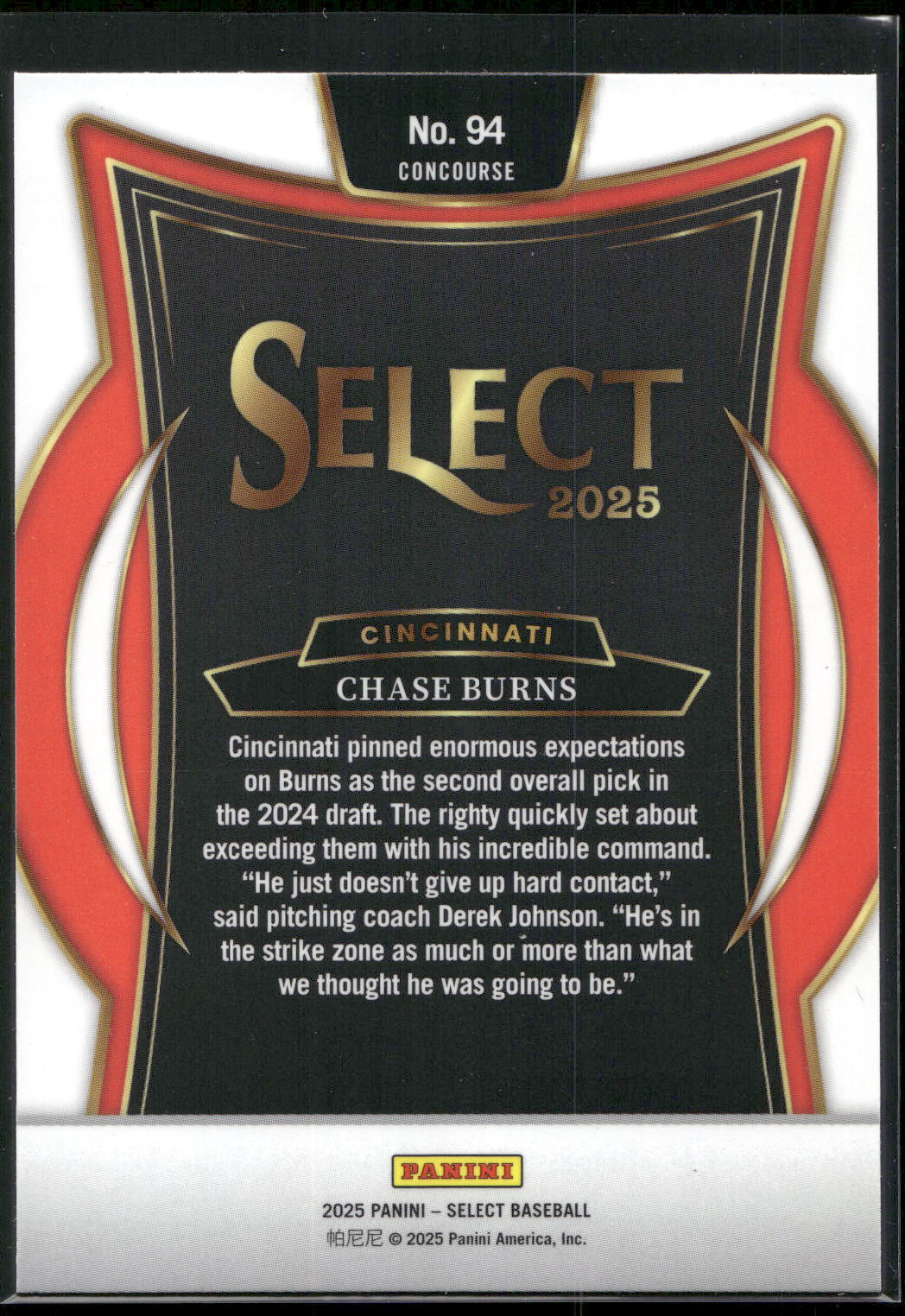 2025 Panini Select #94 Chase Burns