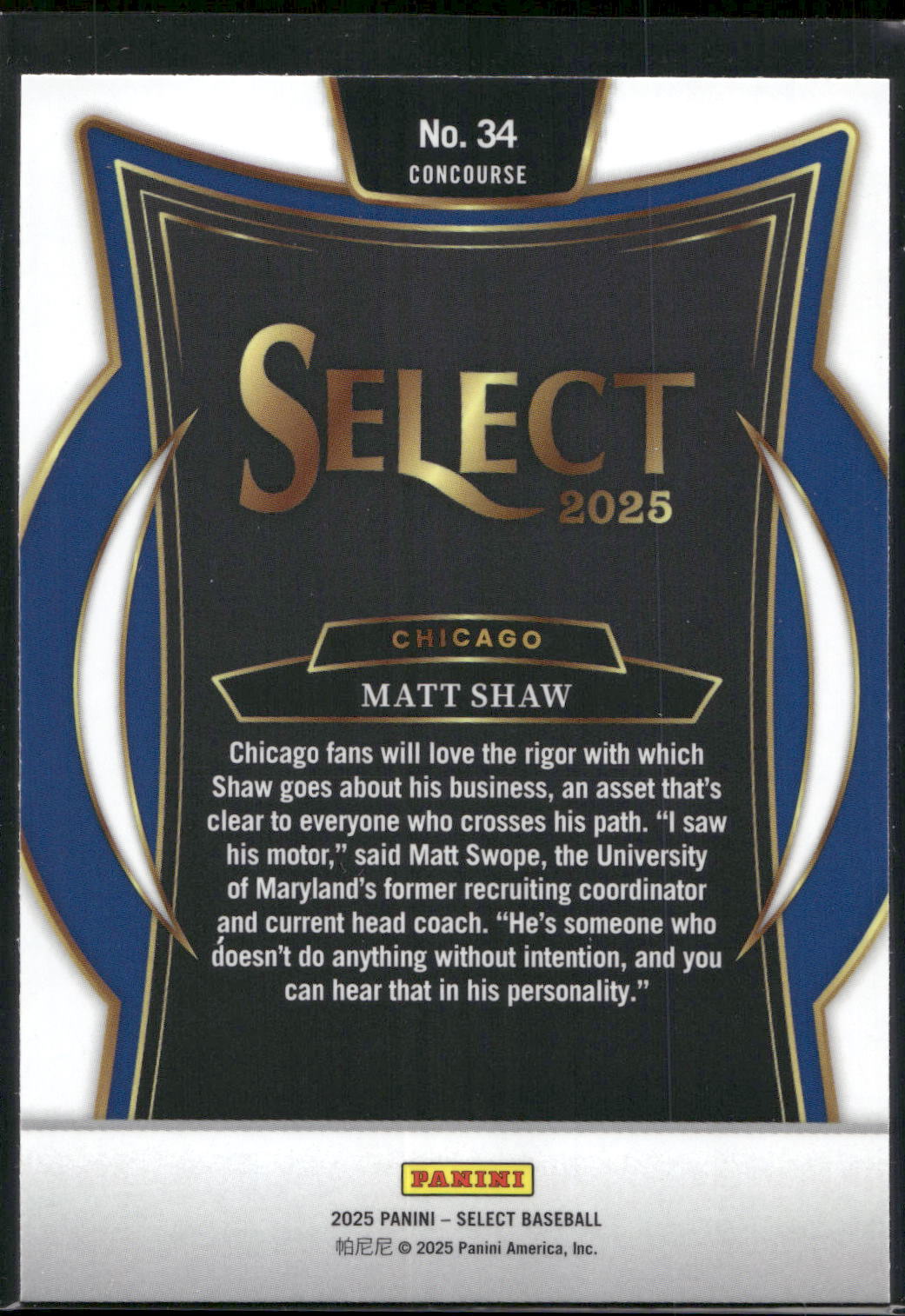 2025 Panini Select #34 Matt Shaw