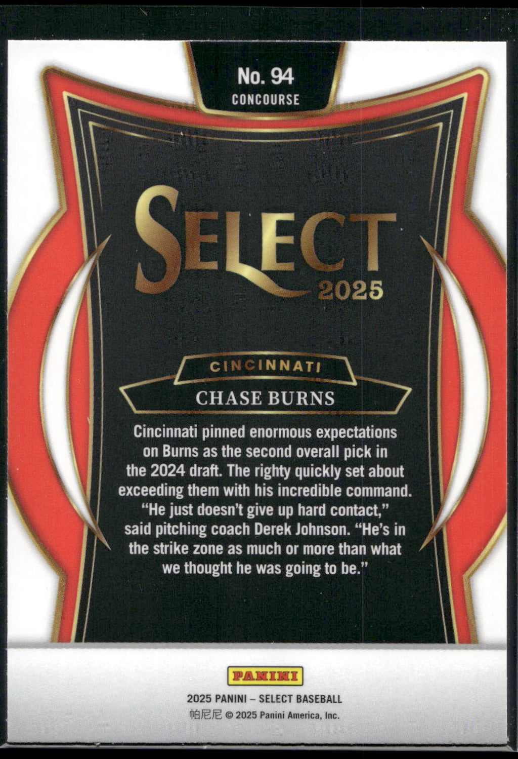 2025 Panini Select #94 Chase Burns