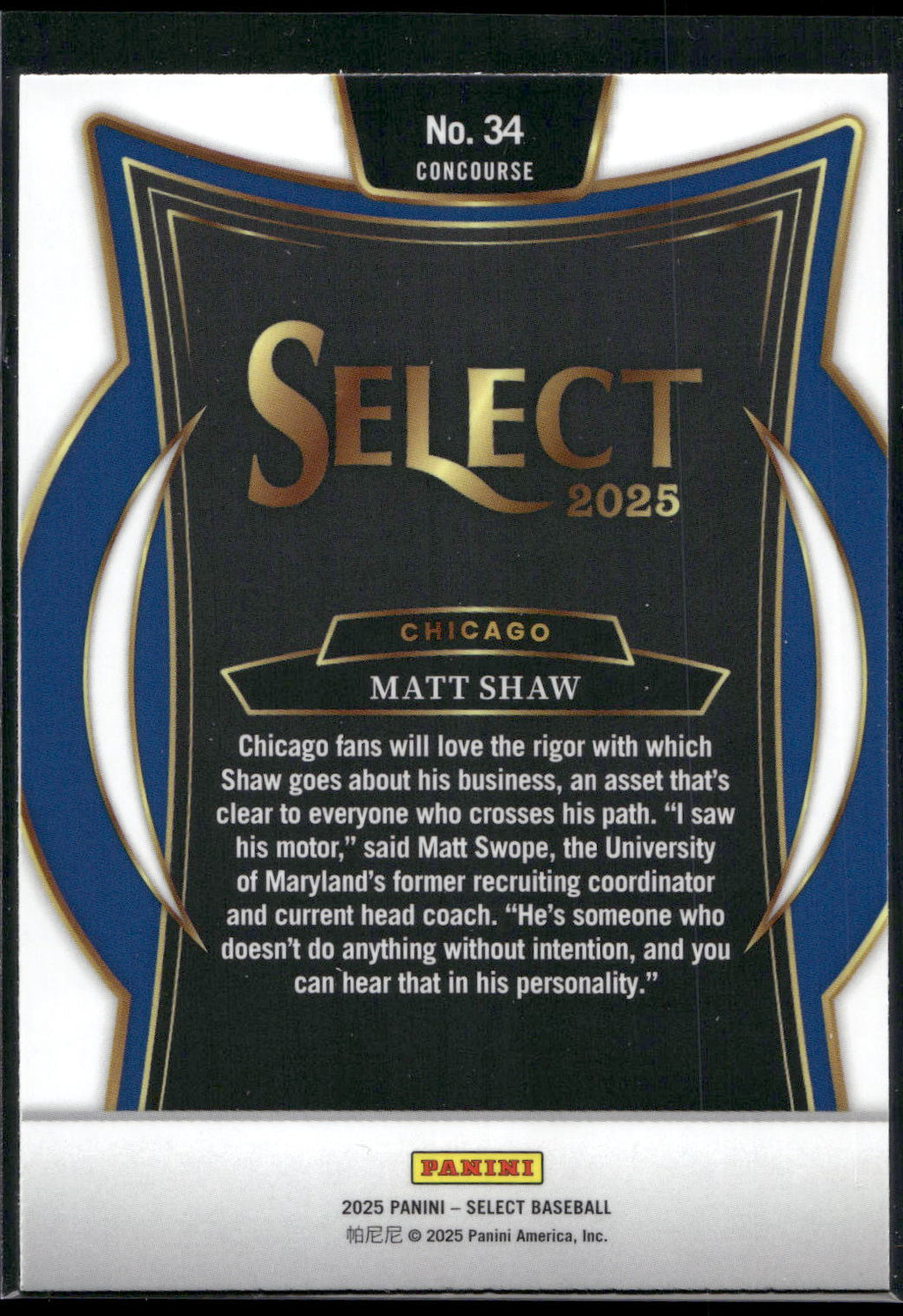2025 Panini Select #34 Matt Shaw