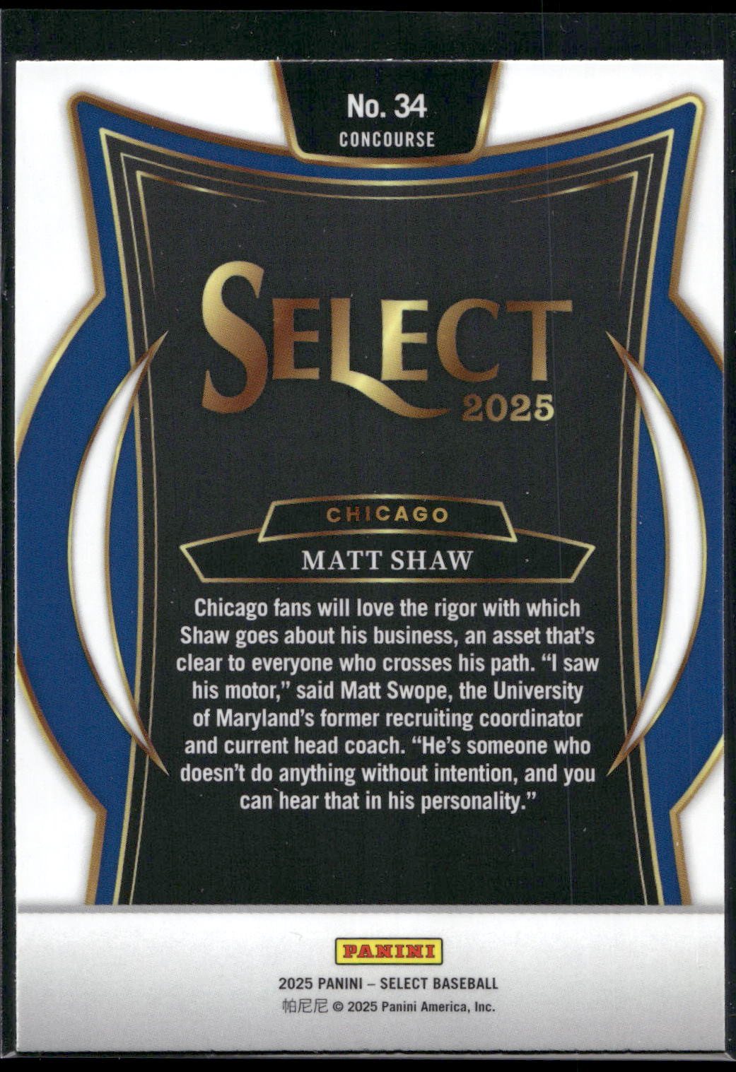 2025 Panini Select #34 Matt Shaw