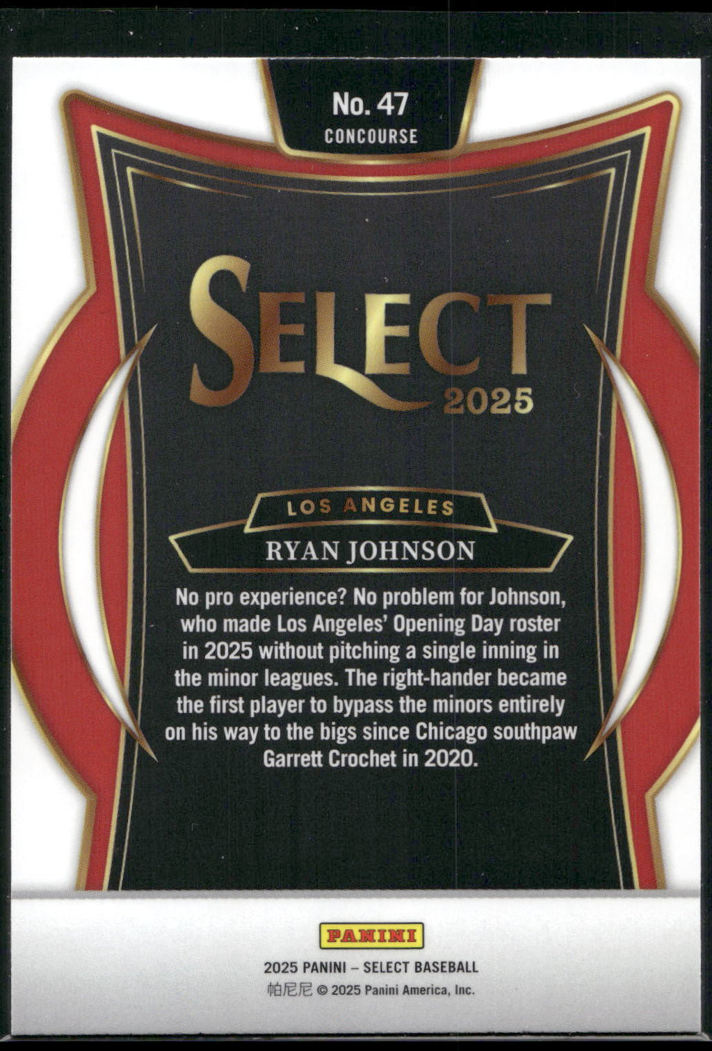 2025 Panini Select #47 Ryan Johnson