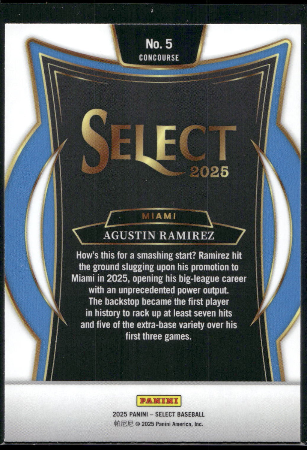 2025 Panini Select #5 Agustin Ramirez