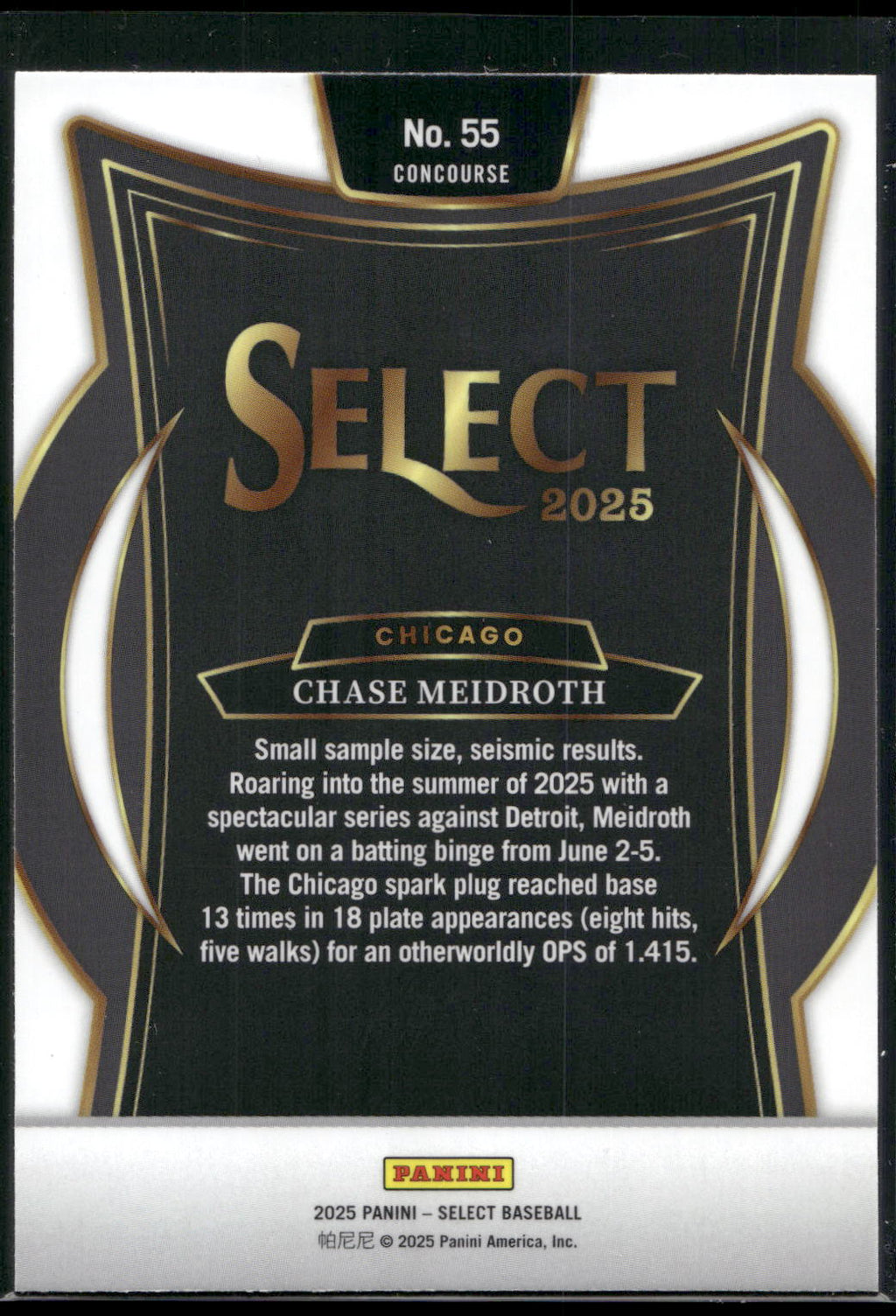 2025 Panini Select #55 Chase Meidroth