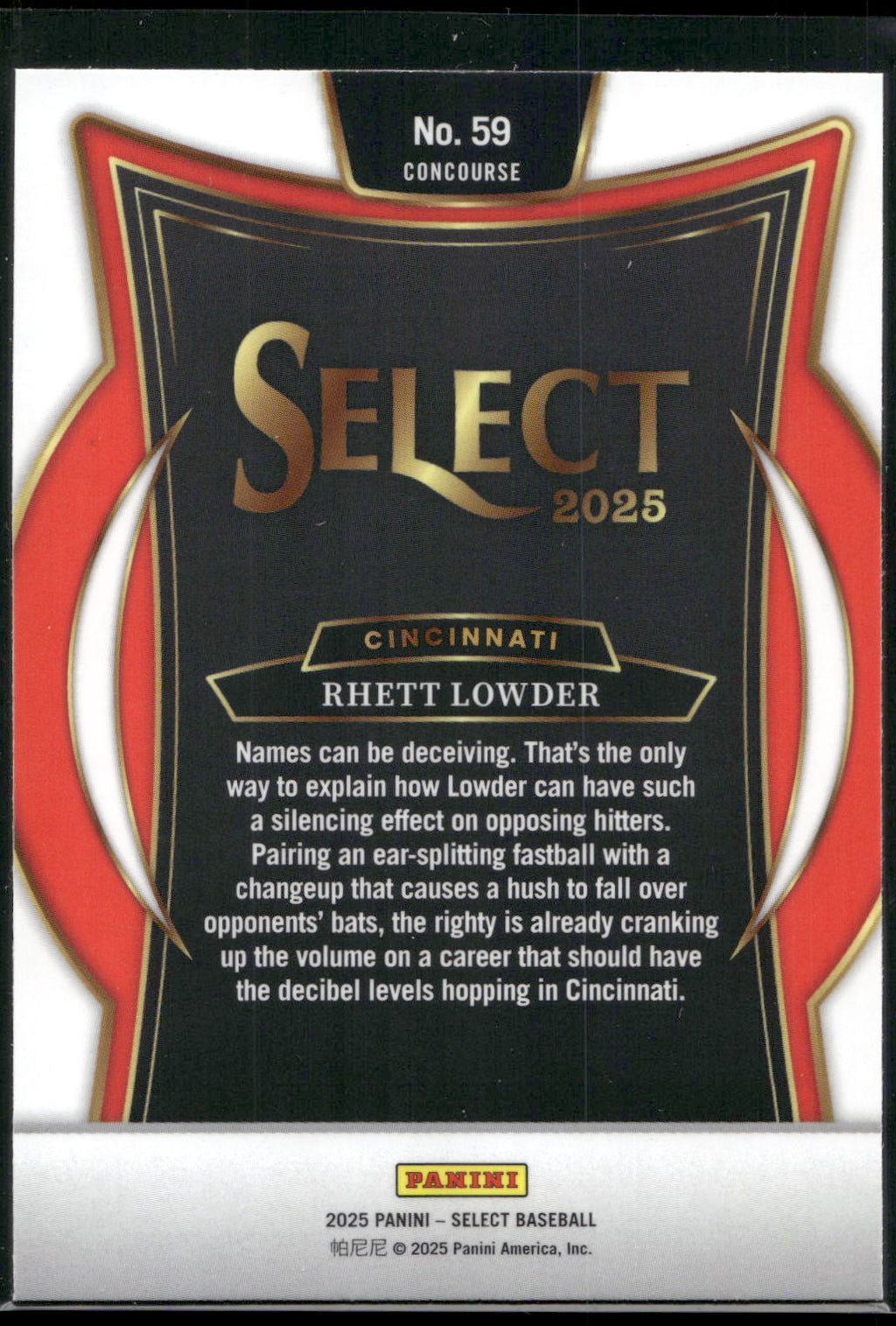 2025 Panini Select #59 Rhett Lowder