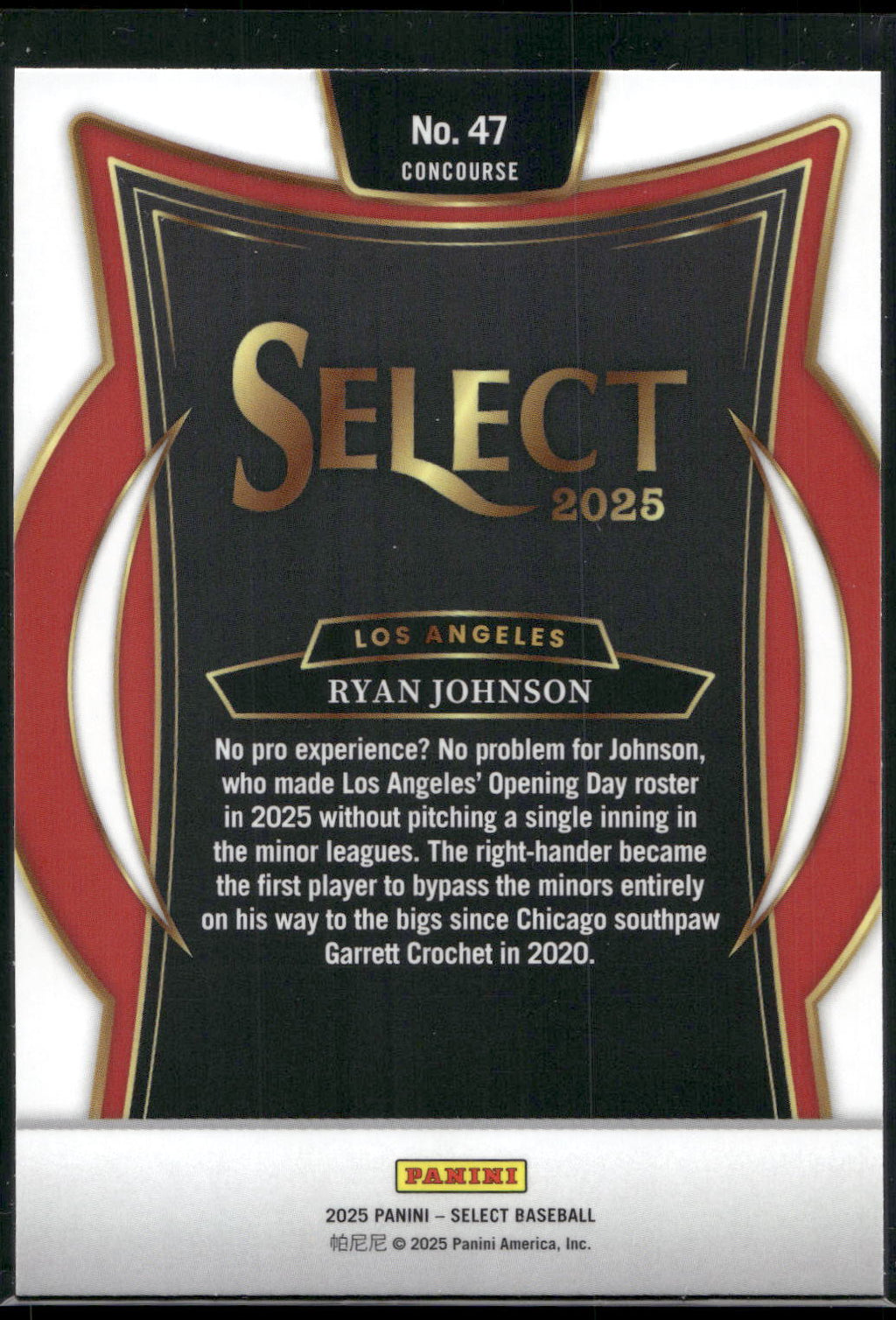 2025 Panini Select #47 Ryan Johnson