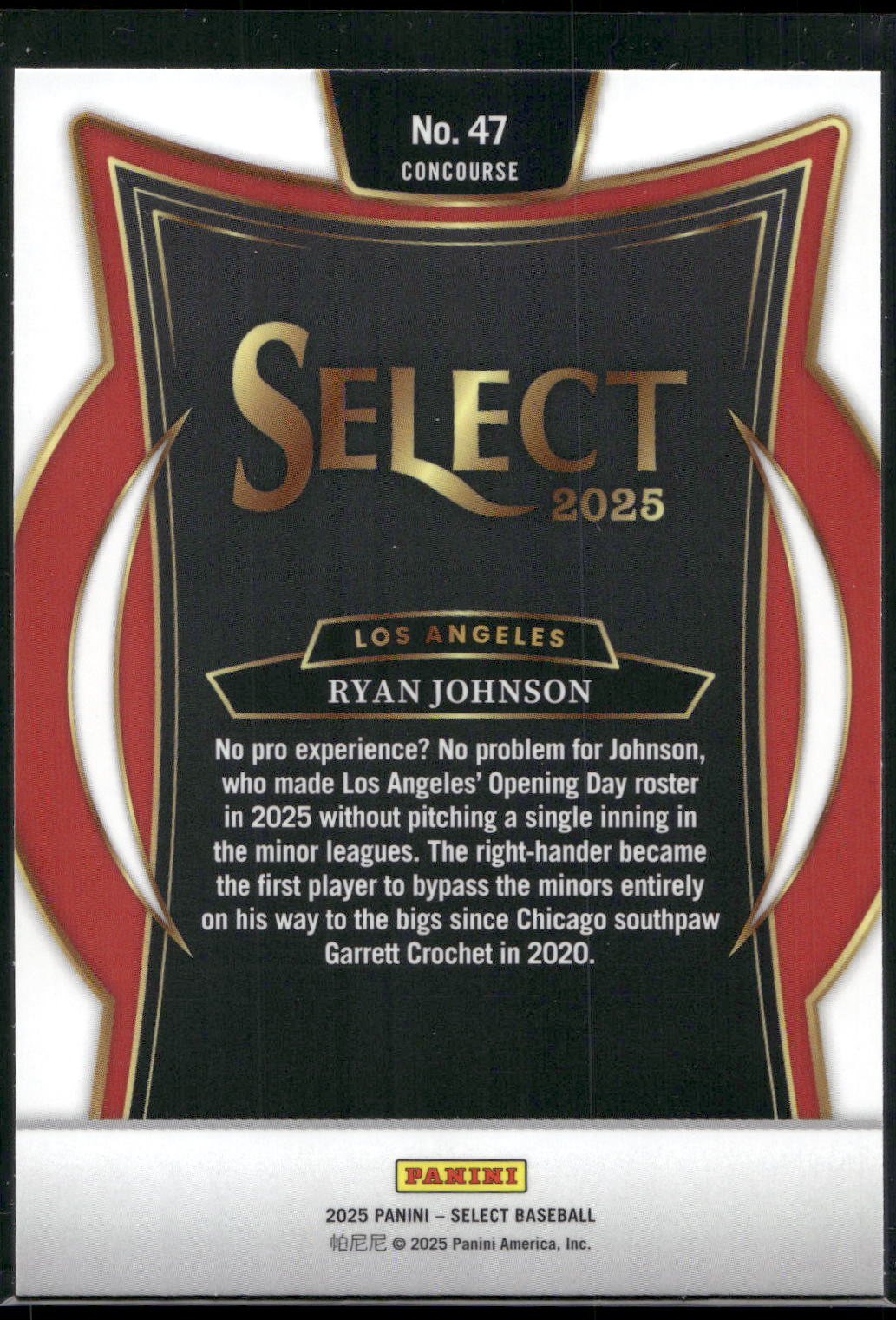 2025 Panini Select #47 Ryan Johnson