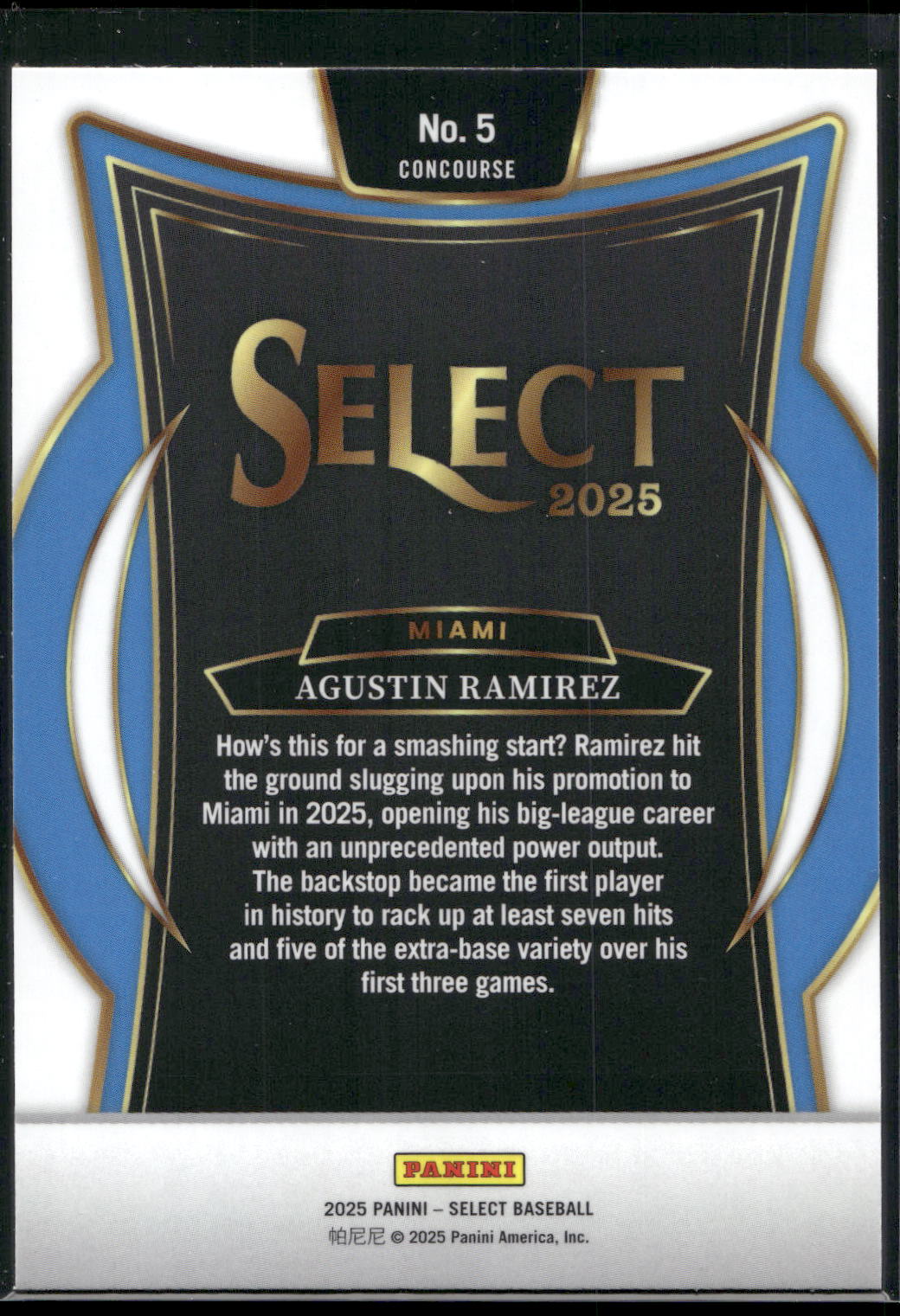 2025 Panini Select #5 Agustin Ramirez