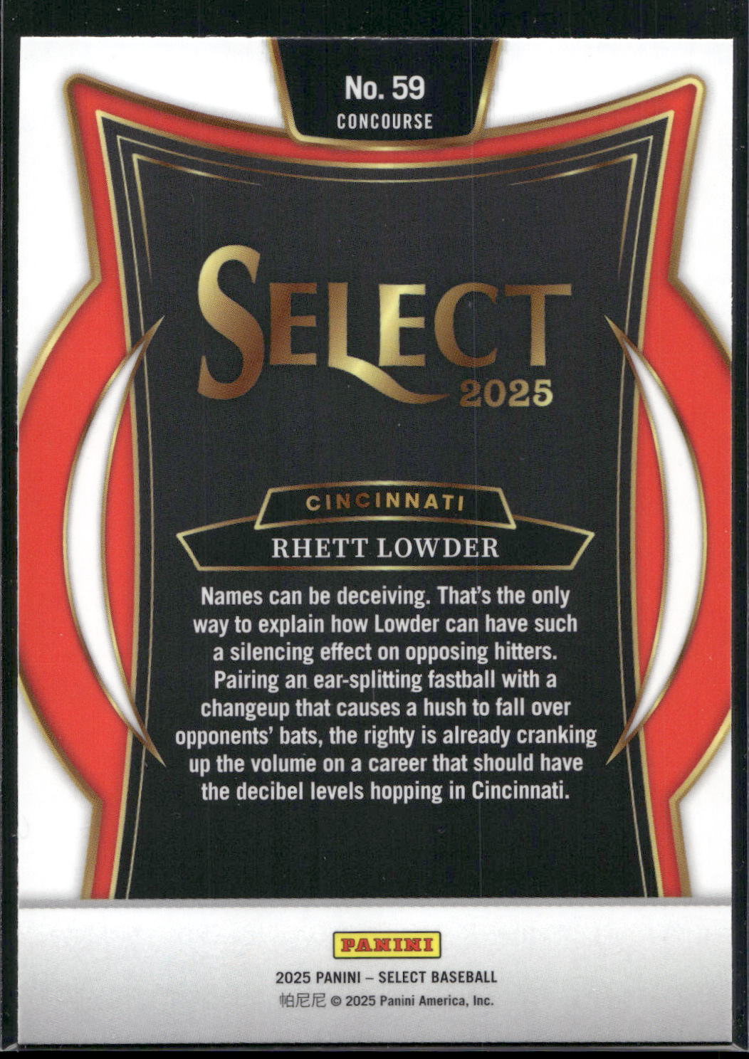 2025 Panini Select #59 Rhett Lowder