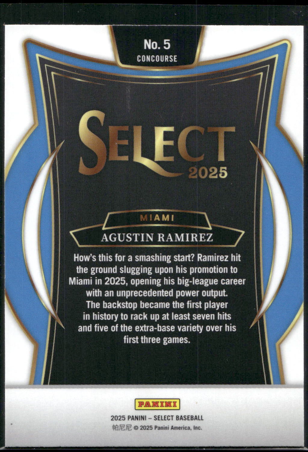 2025 Panini Select #5 Agustin Ramirez