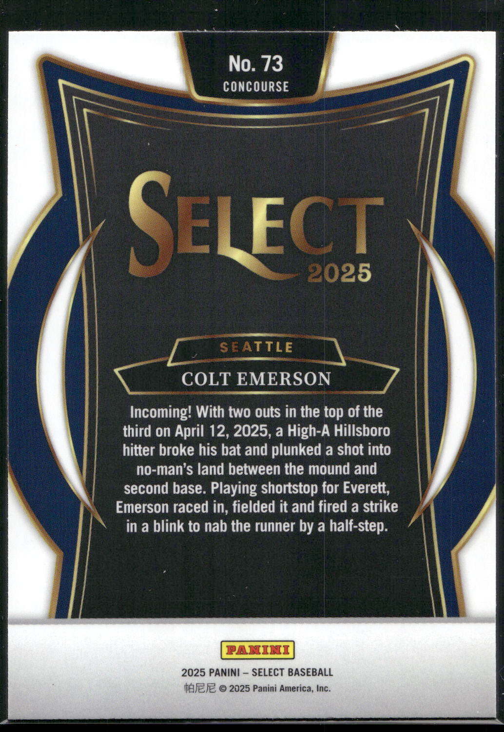 2025 Panini Select #73 Colt Emerson
