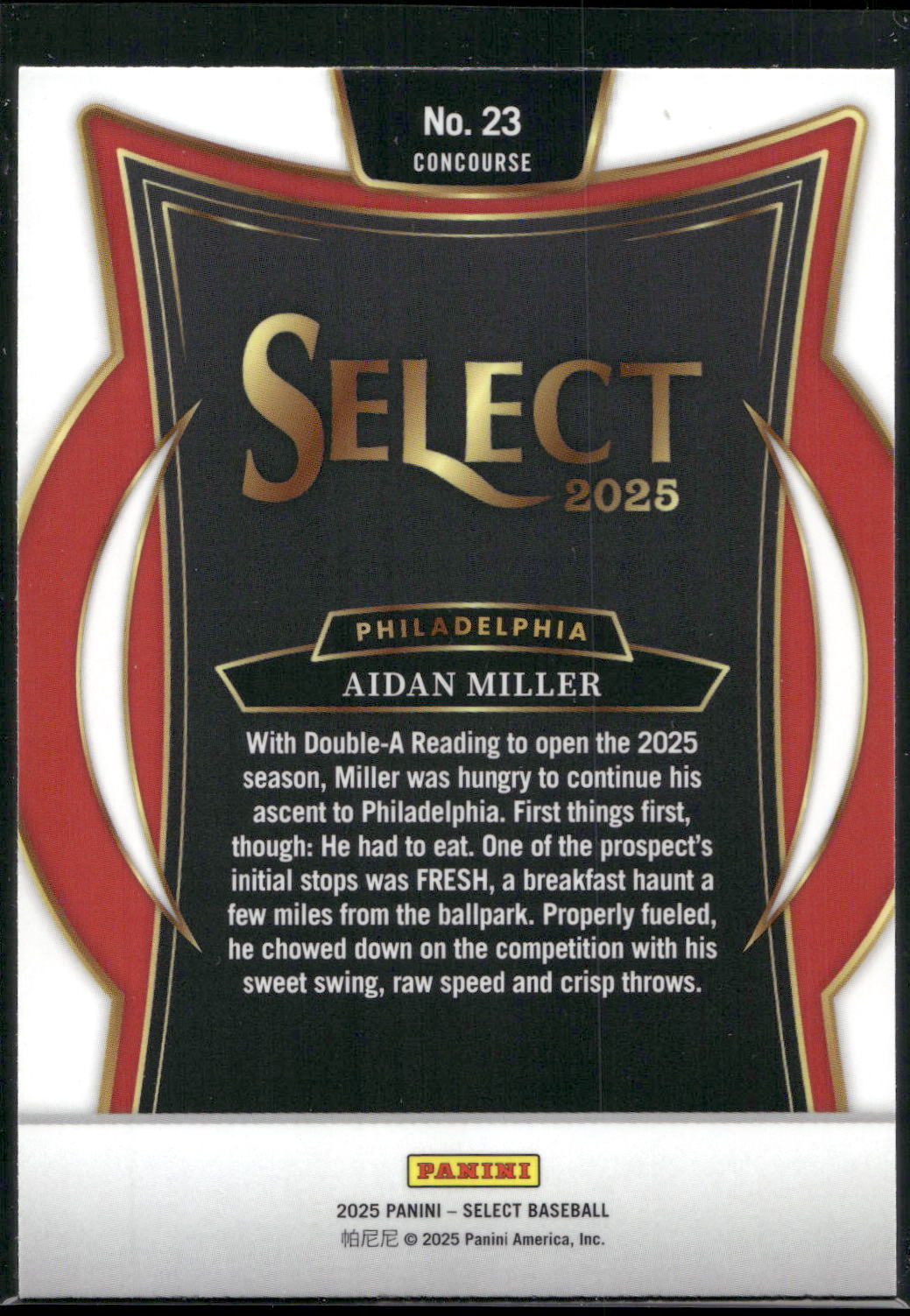 2025 Panini Select #23 Aidan Miller