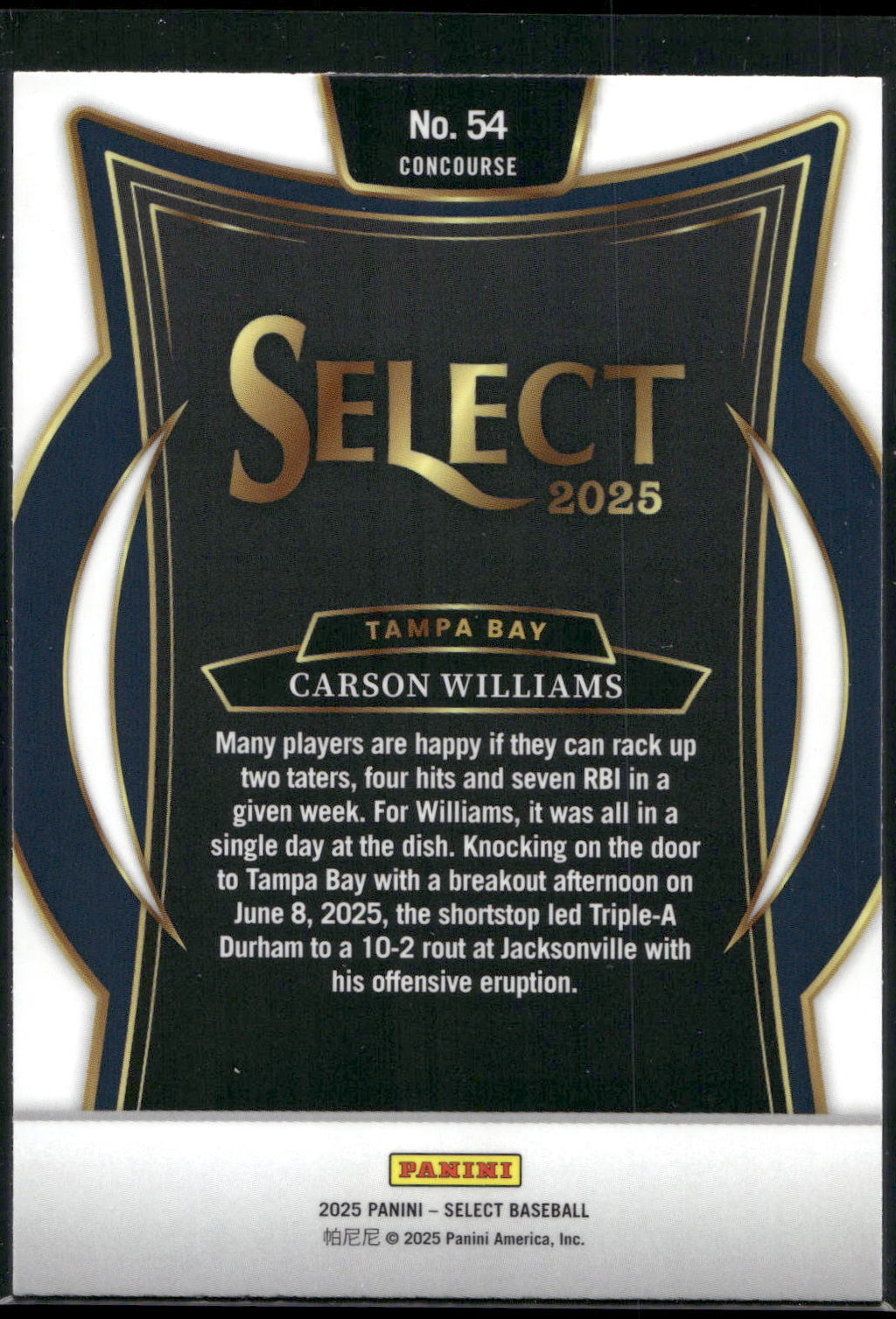2025 Panini Select #54 Carson Williams