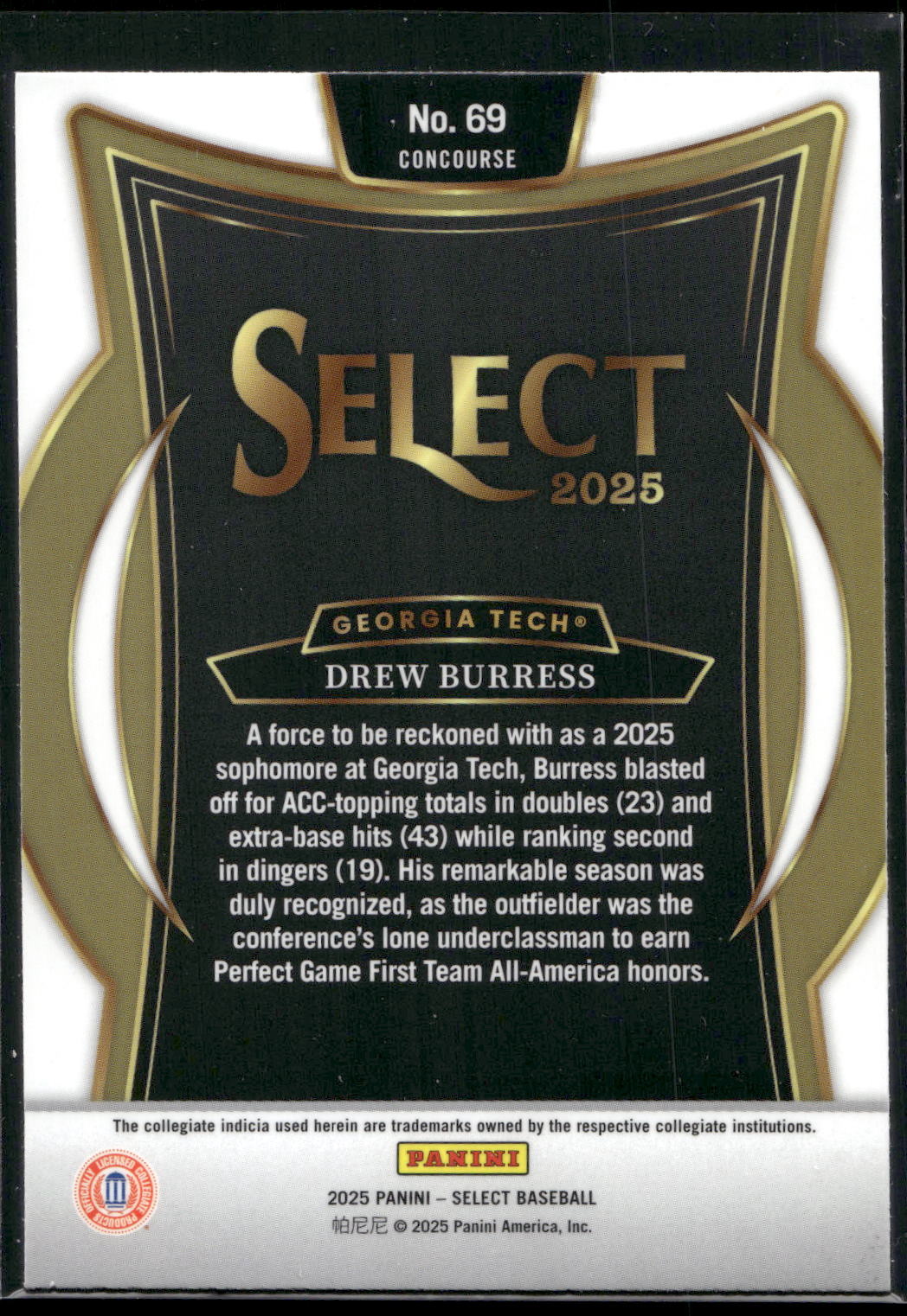 2025 Panini Select #69 Drew Burress