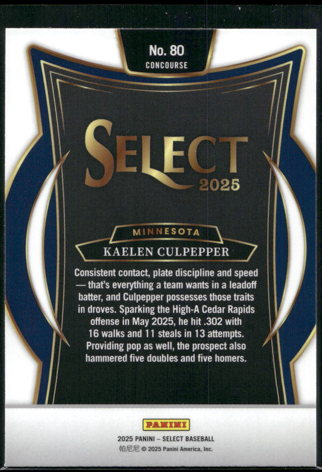 2025 Panini Select #80 Kaelen Culpepper