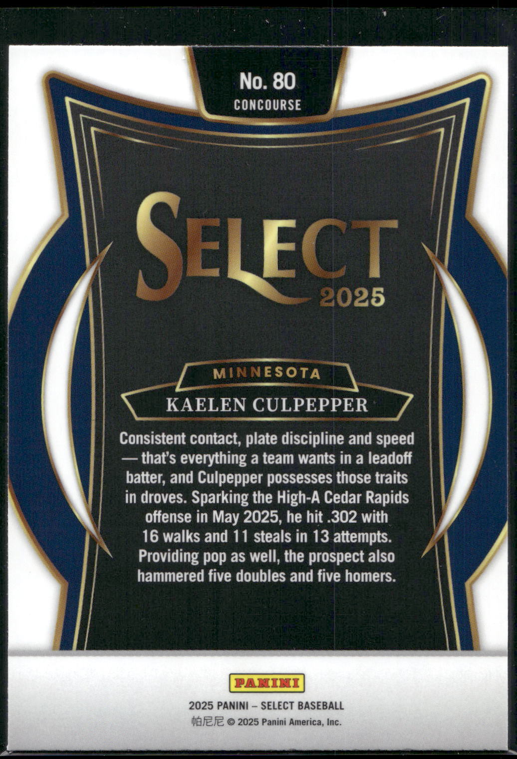 2025 Panini Select #80 Kaelen Culpepper