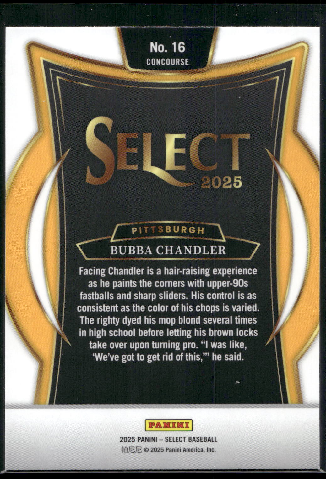 2025 Panini Select #16 Bubba Chandler