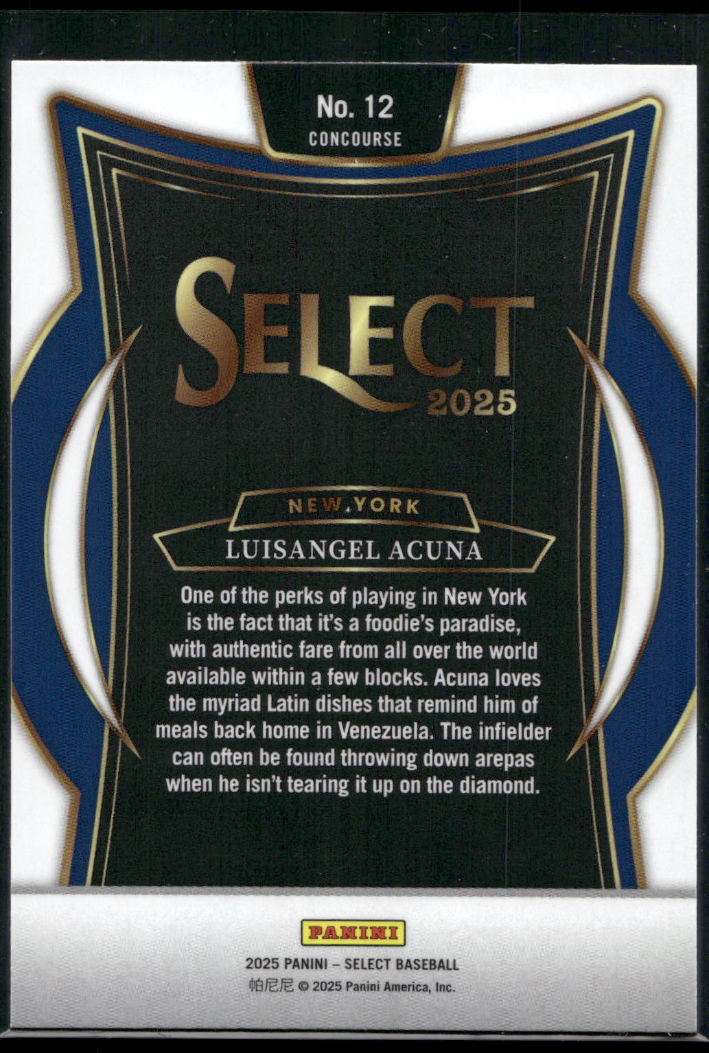 2025 Panini Select #12 Luisangel Acuna