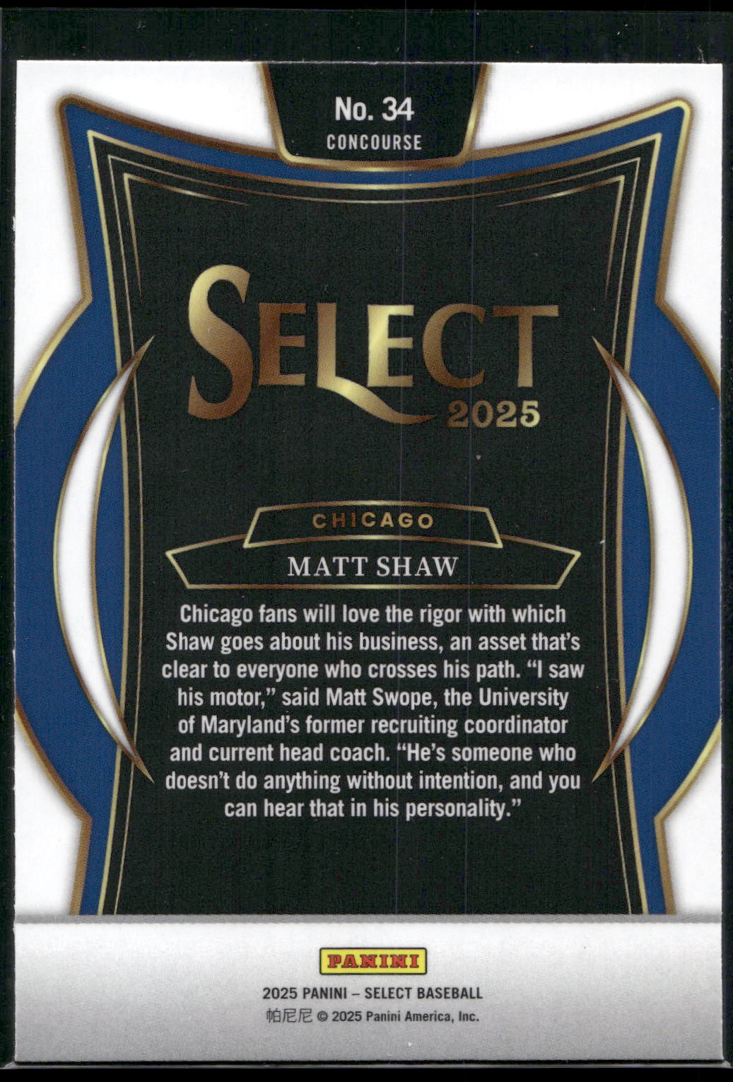 2025 Panini Select #34 Matt Shaw