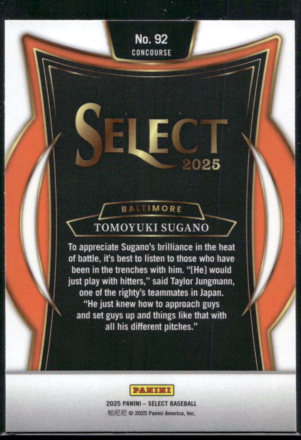 2025 Panini Select #92 Tomoyuki Sugano