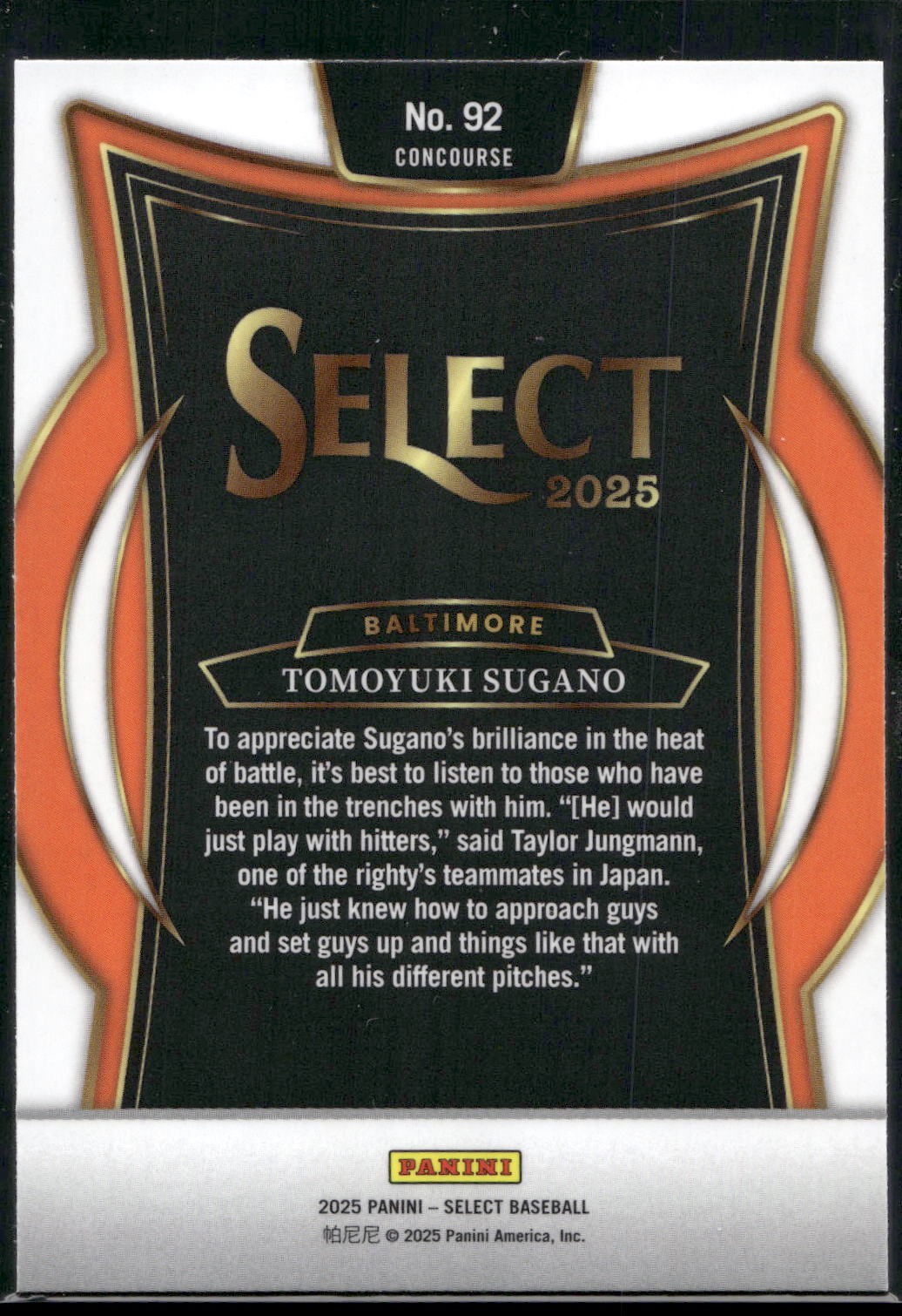 2025 Panini Select #92 Tomoyuki Sugano